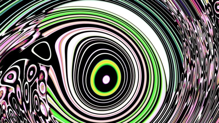 Abstract swirling pattern with black, white, and green