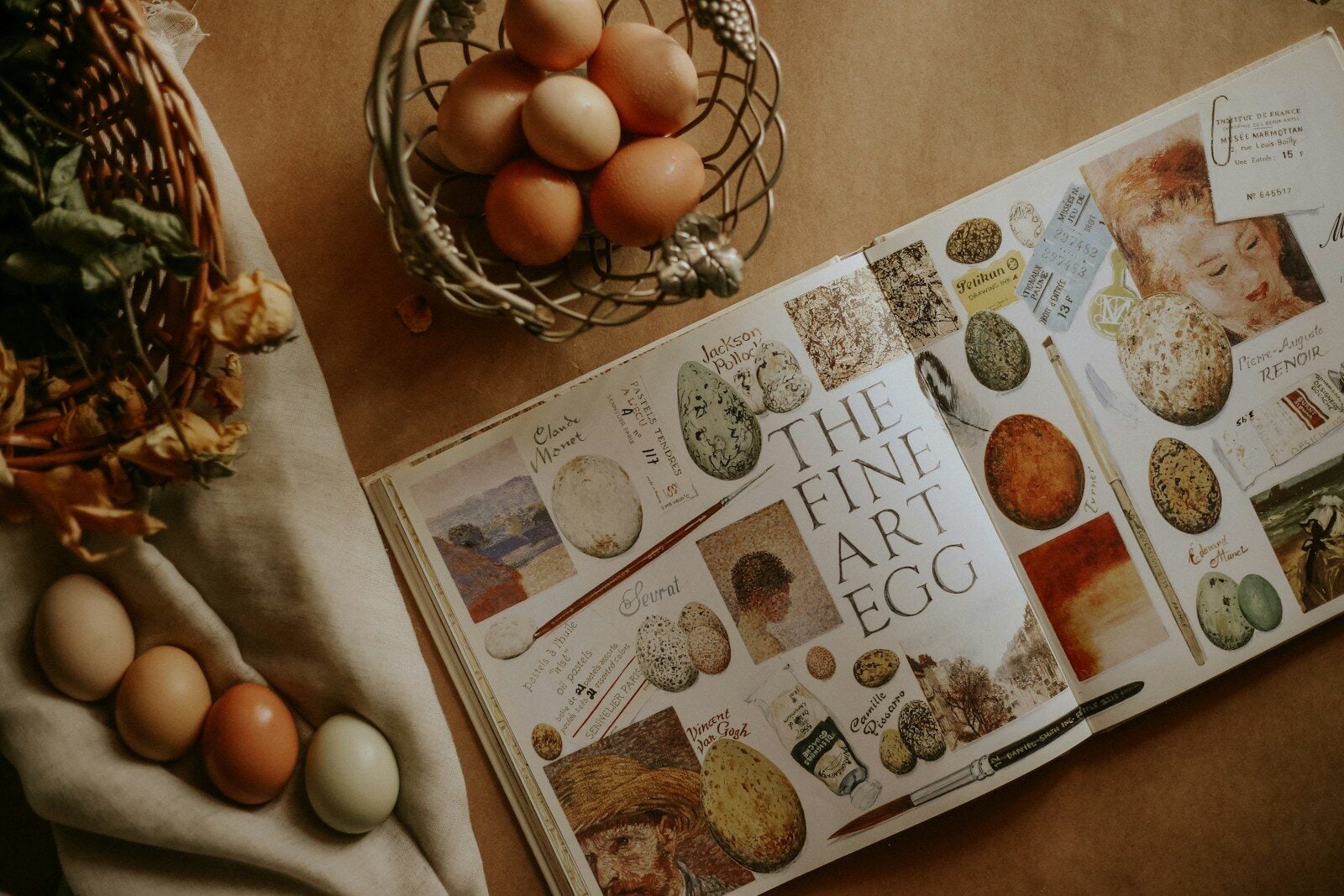 The Fine Art Egg book is open